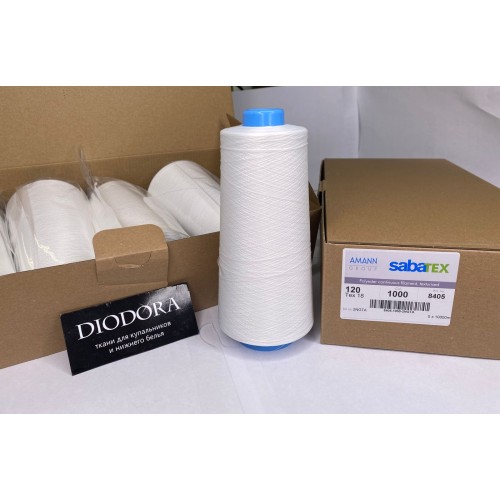 Нить швейная текстурированная Sabatex 120 сумрачный белый (004), 10000м