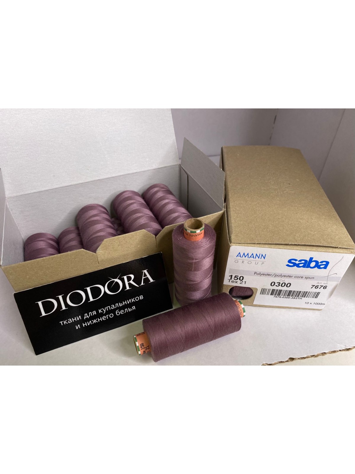 Нить швейная армированная Saba 150 кофейно розовый (885), 1000м